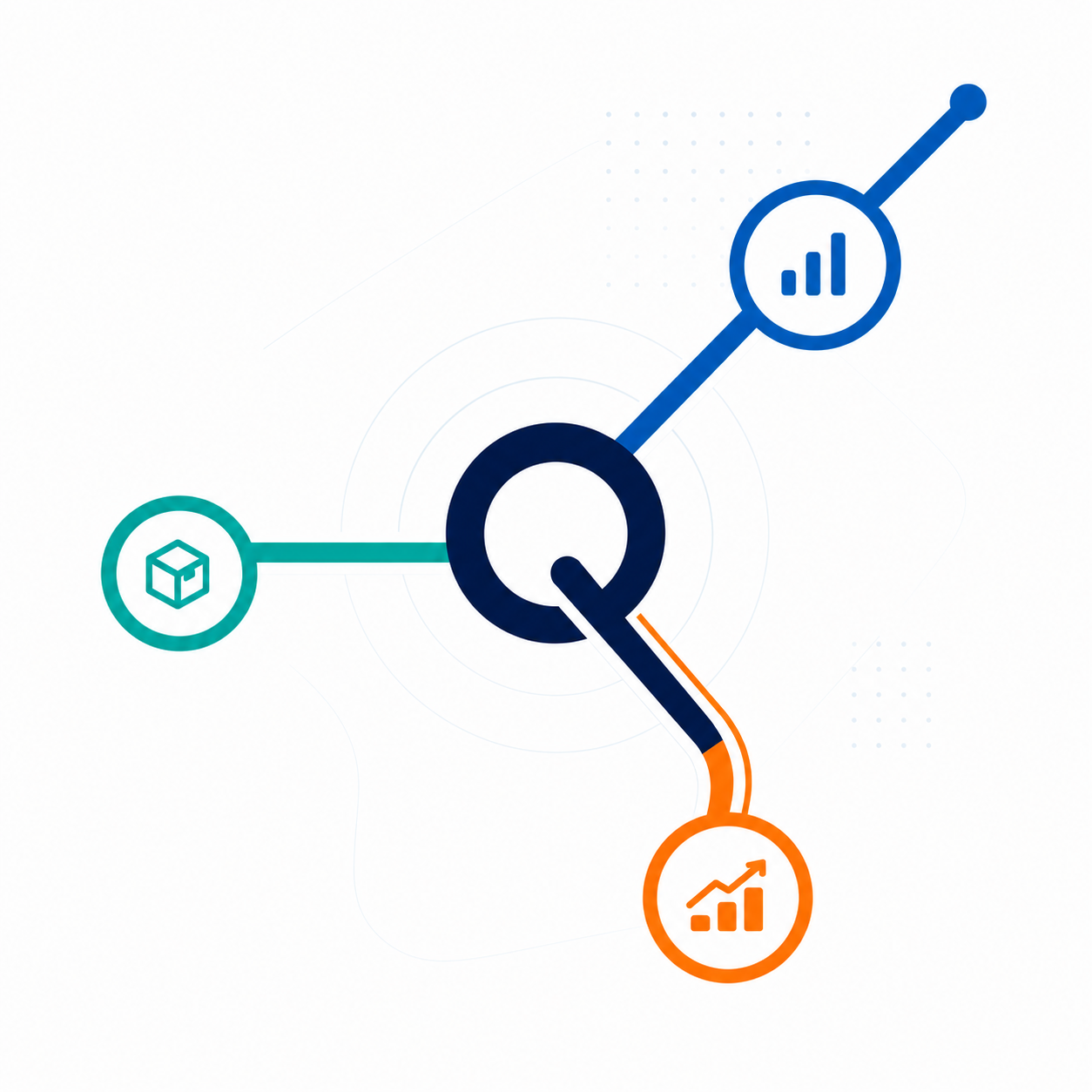 Converging paths representing products, data and markets